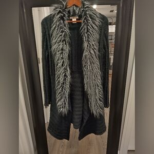 Arden B Faux Fur Trim Sweater